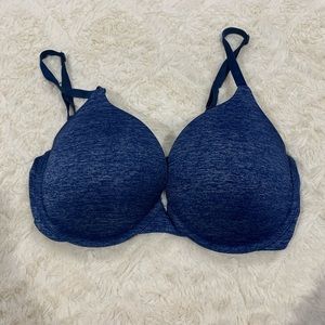 Victorias Secret Padded Perfect Coverage Navy Bra 36D